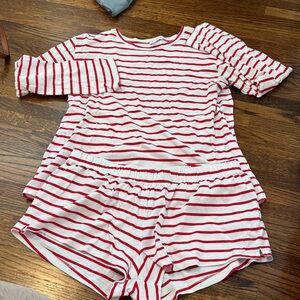 Women's Red and White Striped Pajama Set